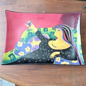 Naylor Designs 14 X 9.5 Platter Or Wall Hanging “Lounging Woman with Wine”